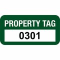Lustre-Cal Property ID Label PROPERTY TAG Polyester Green 1.50in x 0.75in  Serialized 0301-0400, 100PK 253772Pe1G0301